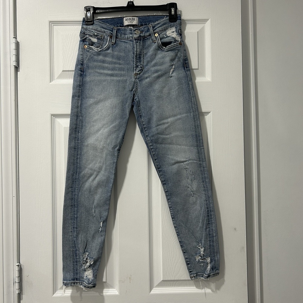 AGOLDE Sophie High‎ Rise Cropped Skinny Jeans Size 25 Light Wash Stretch